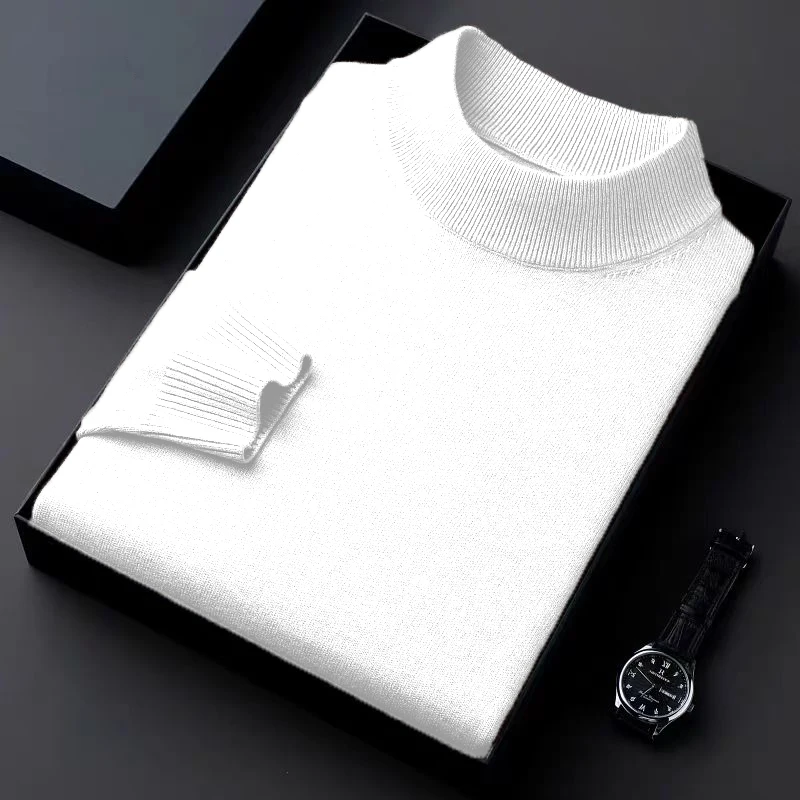 الخريف الرجال وهمية الرقبة البلوزات عادية الياقة المدورة محبوك كم طويل البلوز سترة الشتاء في الهواء الطلق الدافئة الأساسية بلايز عادية #2