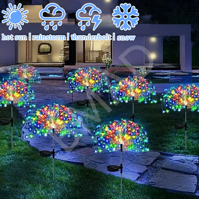 

Светодиодные фейерверки на солнечной энергии, водонепроницаемые уличные гирлянды для сада, патио, двора, одуванчика, украшения газона