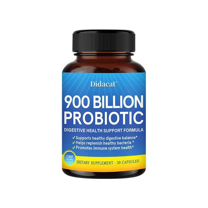 Complément probiotique de 900 milliards, soutient la digestion et la santé du système immunitaire, a
