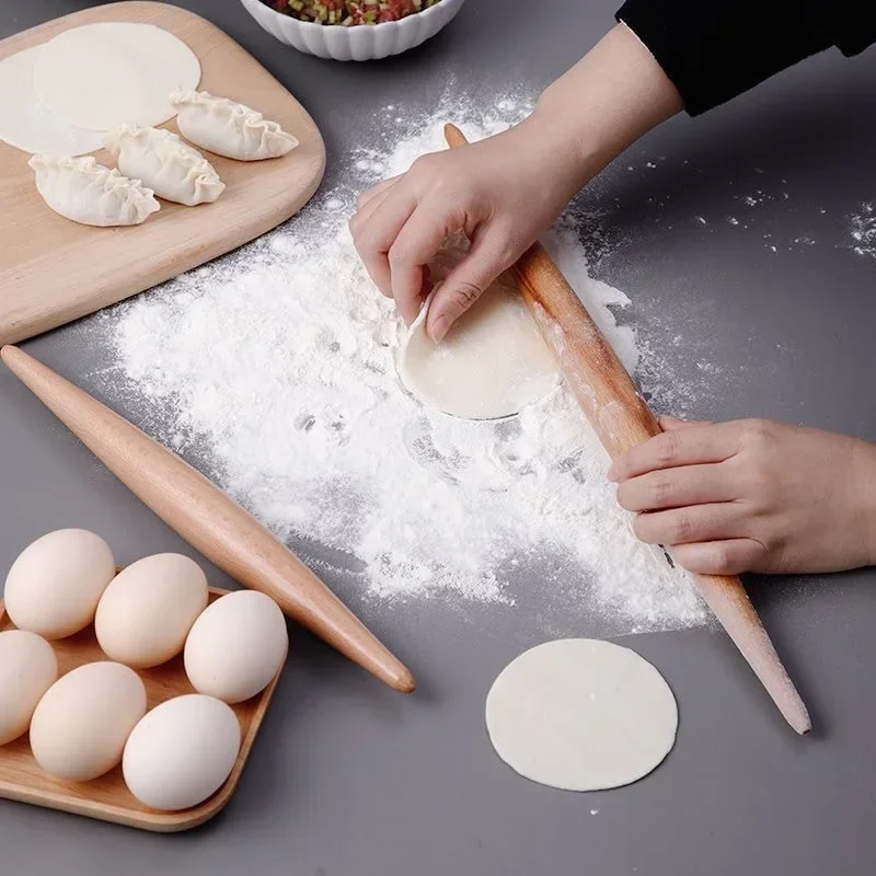 Pastry Tool Fondant Cake Dough Roller Pasta Dumpling Skin Maker Wood Rolling Pin Double Tip Non-Stick Cooking Tool Dough Roller