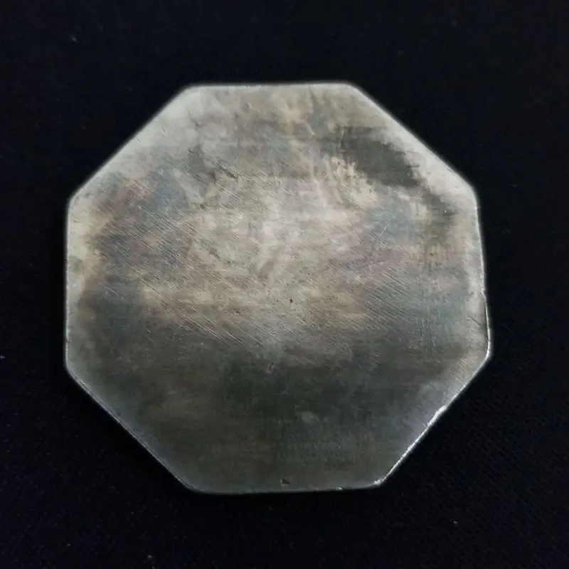 Antique-style craft octagonal medal, made of brass with silver plating#T2151