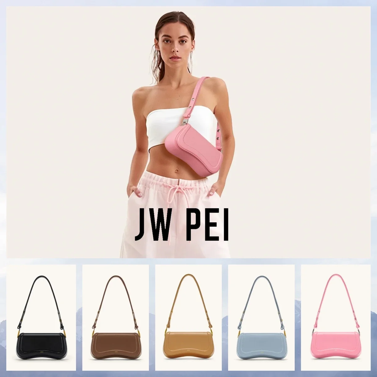 JW PEI Women's Luxury Crossbody Bag Vintage Shoulder Bag Adjustable Strap Lightweight Commuter Wallet Suitable for Daily Travel