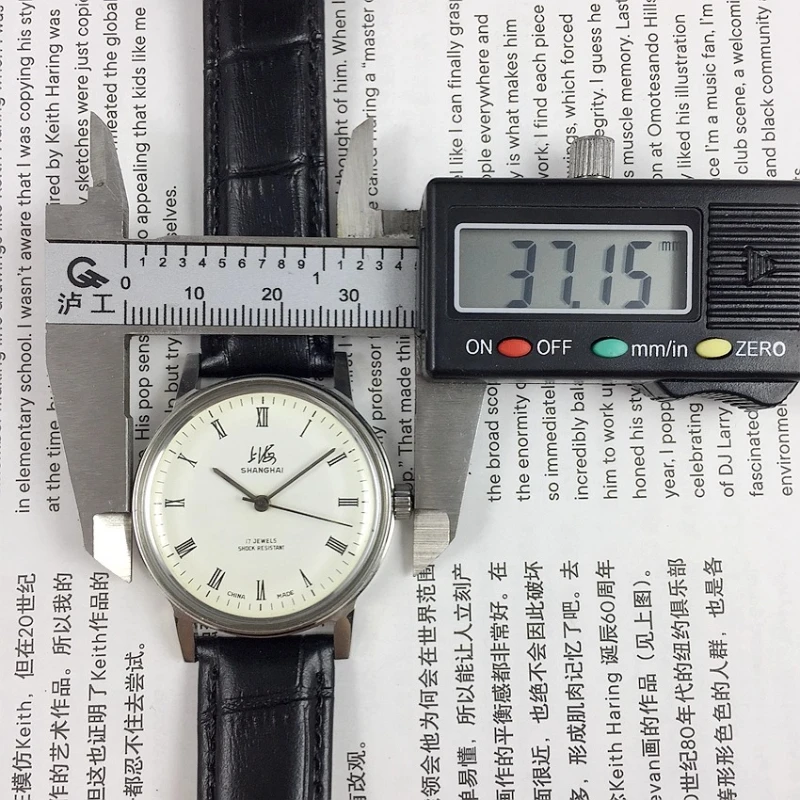 Original stock, Shanghai 8120 all-steel Roman white surface manual mechanical men's watch, diameter 36mm