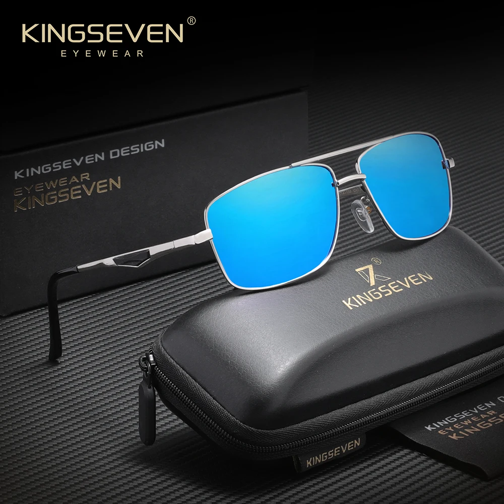 

KINGSEVEN солнцезащитные очки в стиле ретро для мужчин и женщин, прямоугольная оправа UV400, поляризационные антибликовые модные классические деловые очки для вождения на открытом воздухе