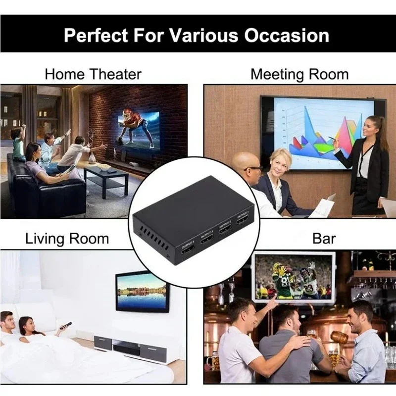 1 in 4 out HDTV Splitter UHD 4K x 2K 3D HD-compatible Splitter 1X4 Video Splitter HDTV Cable Adapter For HDTV DVD PS3/4 Xbox
