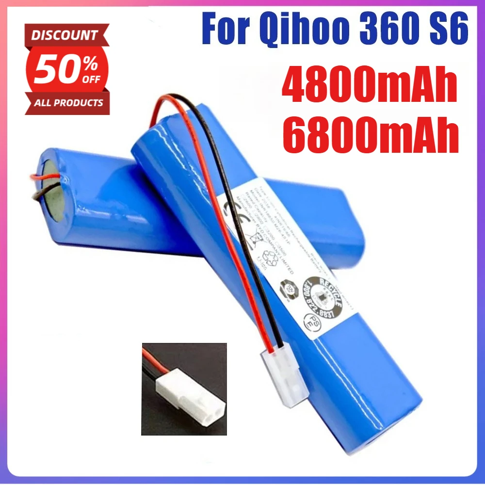 14.8V 6800mAh Battery Pack for Qihoo 360 S6 Robotic Vacuum Cleaner Spare Parts Accessories Replacement Batteries