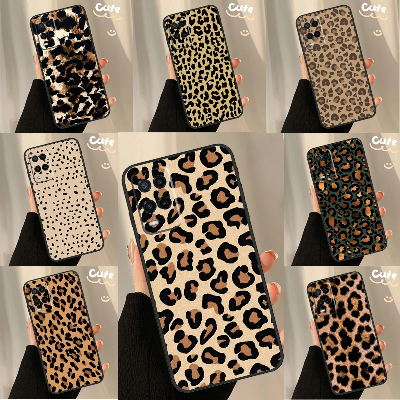 Tan Leopard For OPPO A57s A54s A53s A16 A76 A96 A74 A94 A5 A9 A31 A52 A72 A93 A15 A17 A57 A77 A78 Case