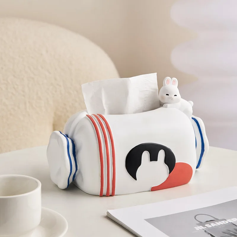 Cartoon White Rabbit Toffee Tissue Box Living Room Light Luxury Creative Cute Home Coffee Table Restaurant Desktop Tissue Box