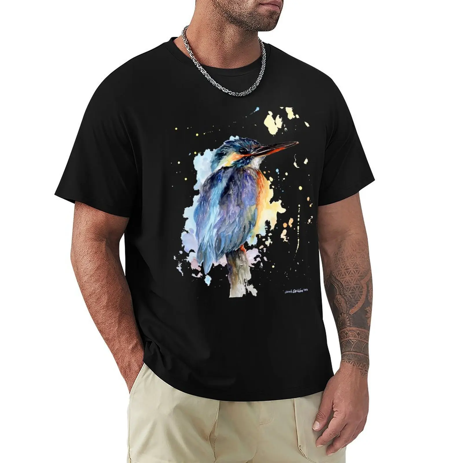 Watercolour Kingfisher T-Shirt Creative Graphic Tee Shirt