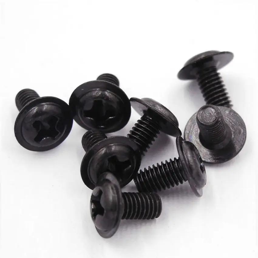 M1.4 M2 M2.5 M3 M4 M5 M6 Cross Phillips Pan Head With Washer Screw For PC Case Motherboard Mount DIY Computer Screws Black