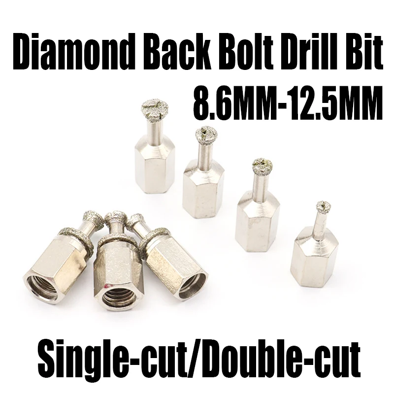 

1PCS 8.6-12.5MM Diamond Drill Bit Back Bolt Drill Bit Single/Double Cutting Bit Hole Opener Drill Opening Granite/Ceramic Tile