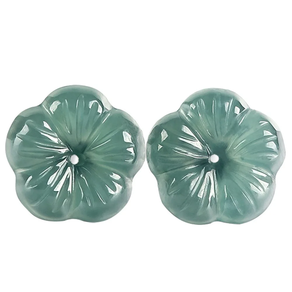 

Real Solid 925 Sterling Silver Stud Natural A Grade Jade Jadeite Carved Flower Women Earrings