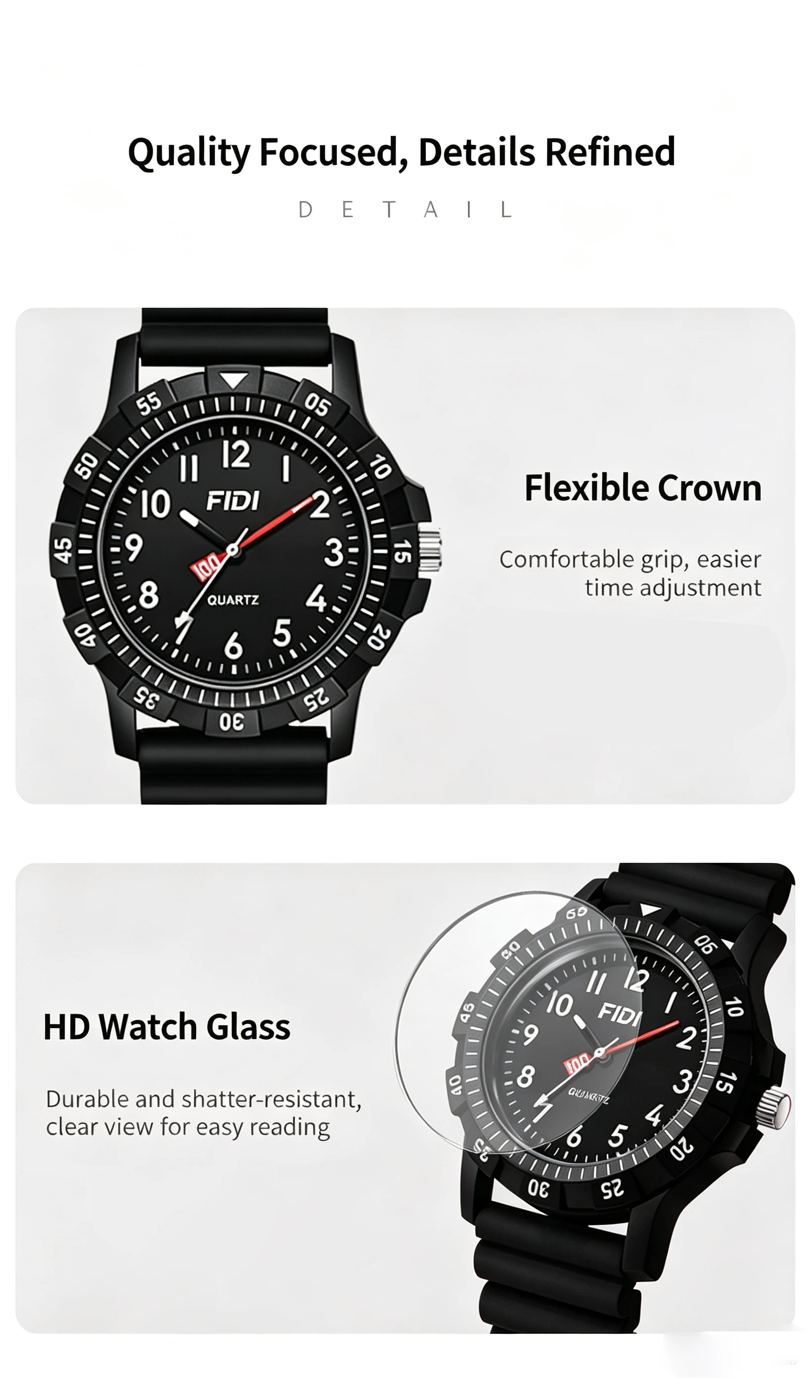 Unisex Student Quartz Watch Silicone Strap Large Number Dial Waterproof Sports Wristwatch for Teen Boys Girls School Daily Wear