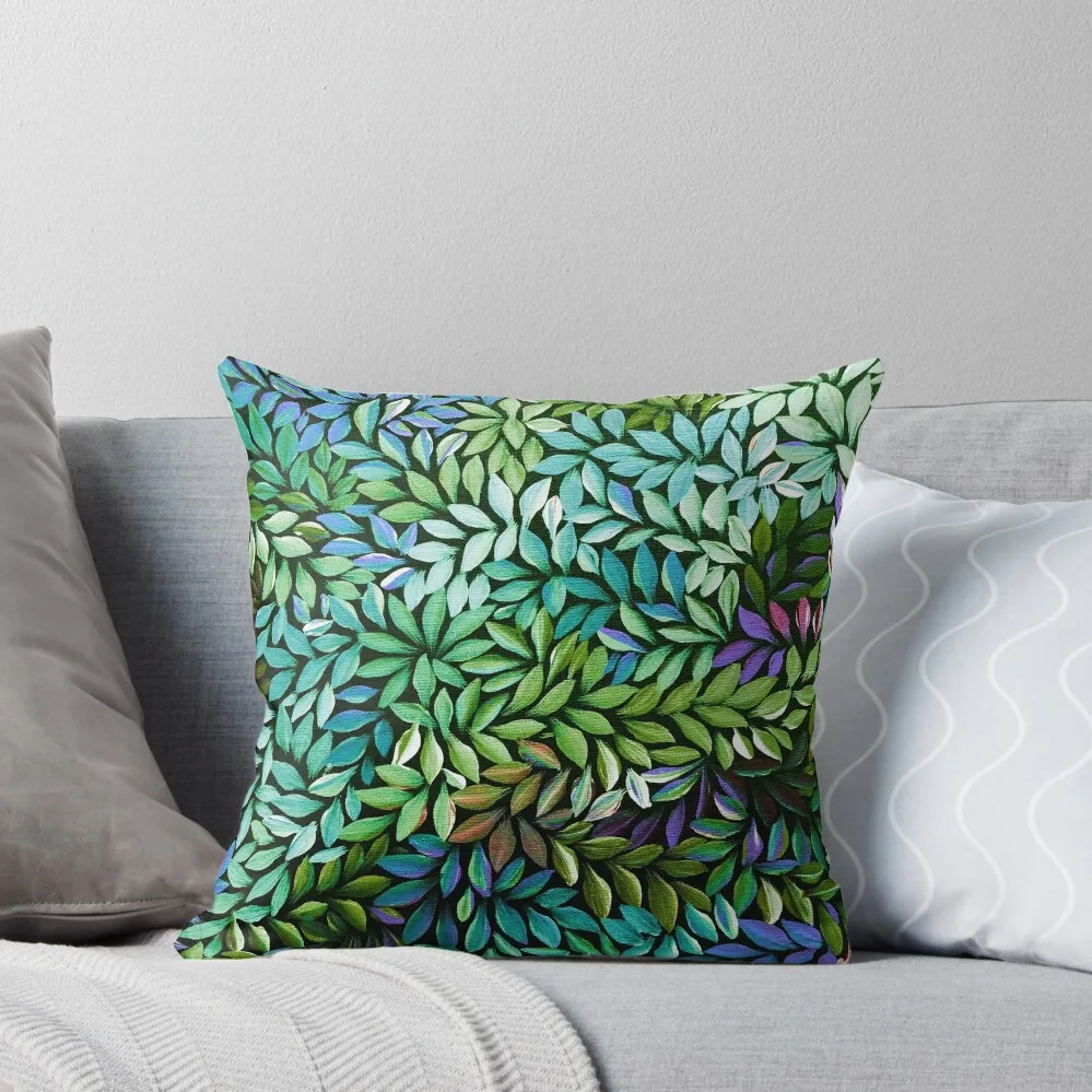 

Australian Aboriginal Art Medical Leaves Turquoise Green Throw Pillow Pillow Decor Cushions For Decorative Sofa pillow
