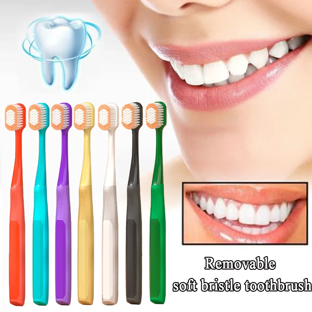 7PCS Adult Toothbrush Multi-Color Pointed Oral Cleaning Toothbrush Soft Bristle Wide Head Couple Manual Toothbrush Home Use