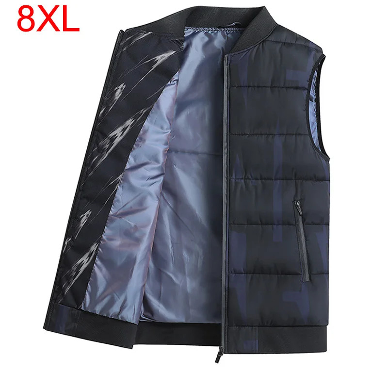 

Autumn winter new cotton vest men's oversized loose threaded collar enlarged thickened warm shoulder mens vest 7xl 8xl