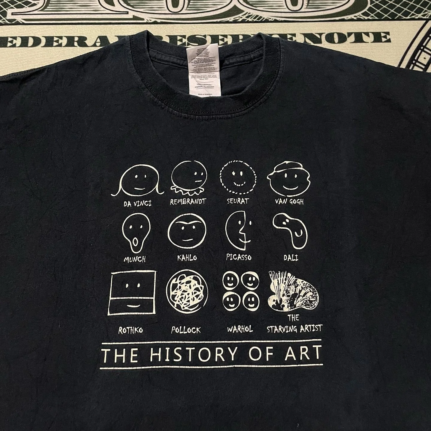 Loose Fit Artist  Face Graffiti Creative Short Sleeve T-Shirt for Youth Breathable Cotton round Neck Minimalist Style