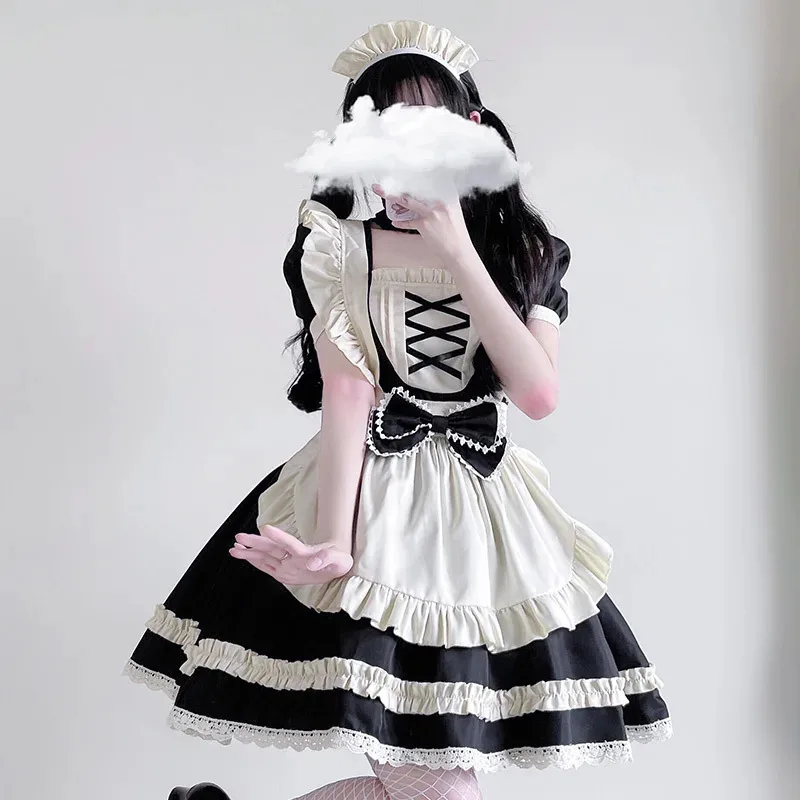 

CyJapanese Black and White Lolita Maid Cos Boss Cat Plus Size Maid Two-dimensional Cosplay Manservant Lolita Dress