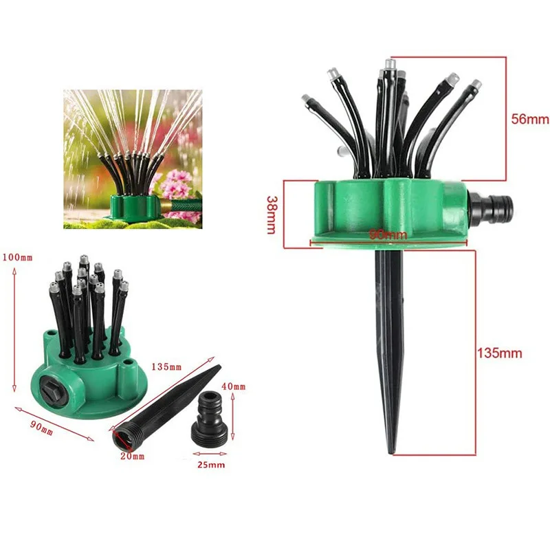 360 Degree Automatic Multi Head Garden Sprinkler Outdoor Gardening Irrigation Tool