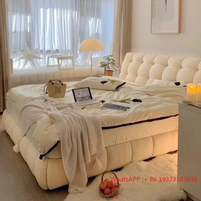 Atunus USA Showroom in Stock Teddy Velvet Nordic Bed Modern Simple Modern Princess Bed Master Bedroom King Queen Size Bed
