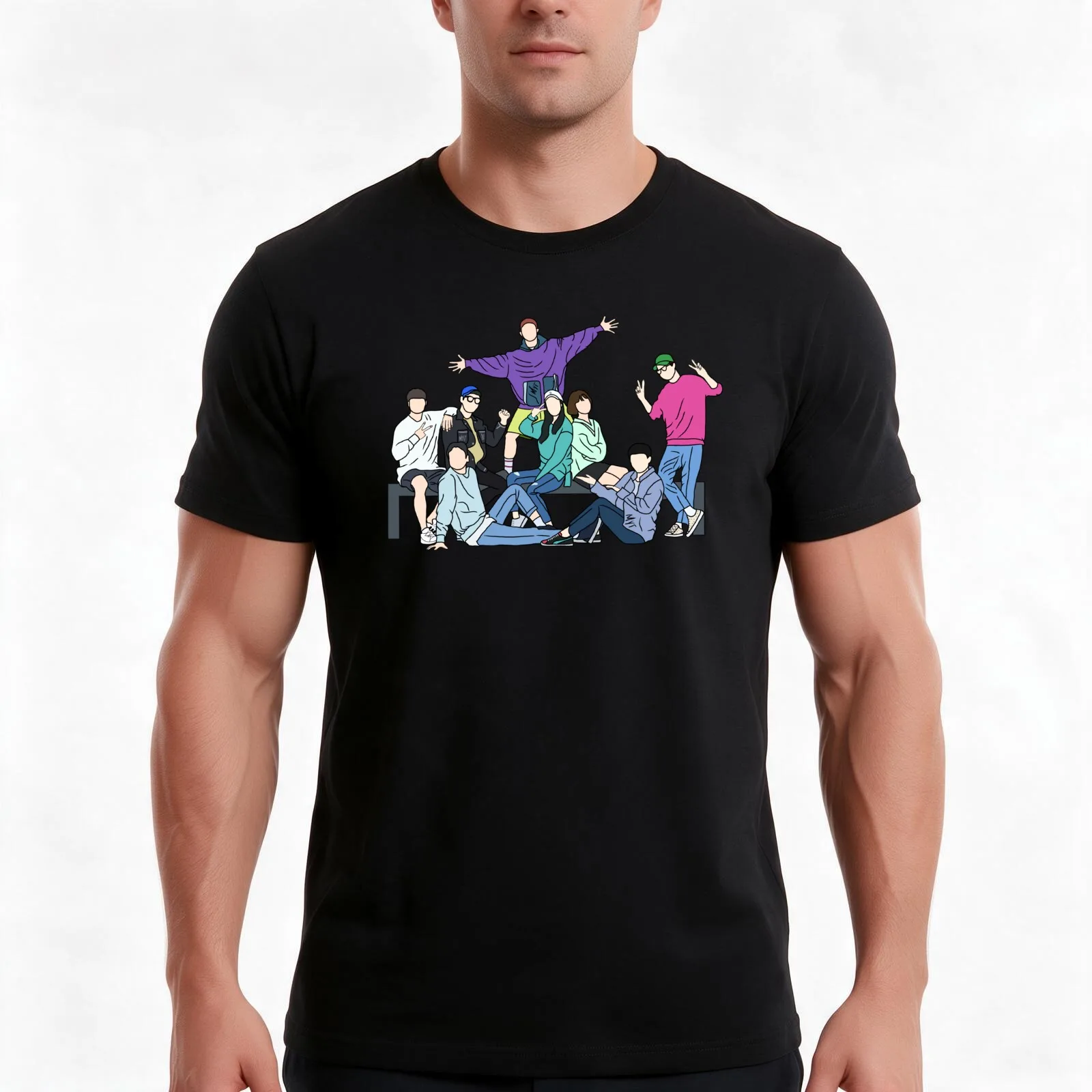 Running Man (Korean Variety Show) T-Shirt, Summer Casual Cotton Tee, Oversized Streetwear Tops, Vintage Graphic Print