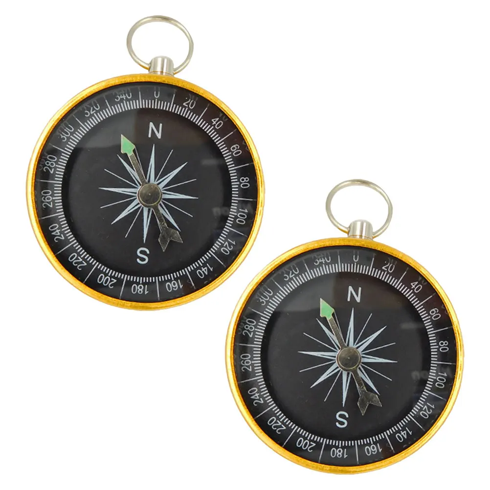 

1 Pair Compass Keychain Durable Aluminum Alloy Portable Compass for Outdoor Hiking Teaching Portable Survival Gift