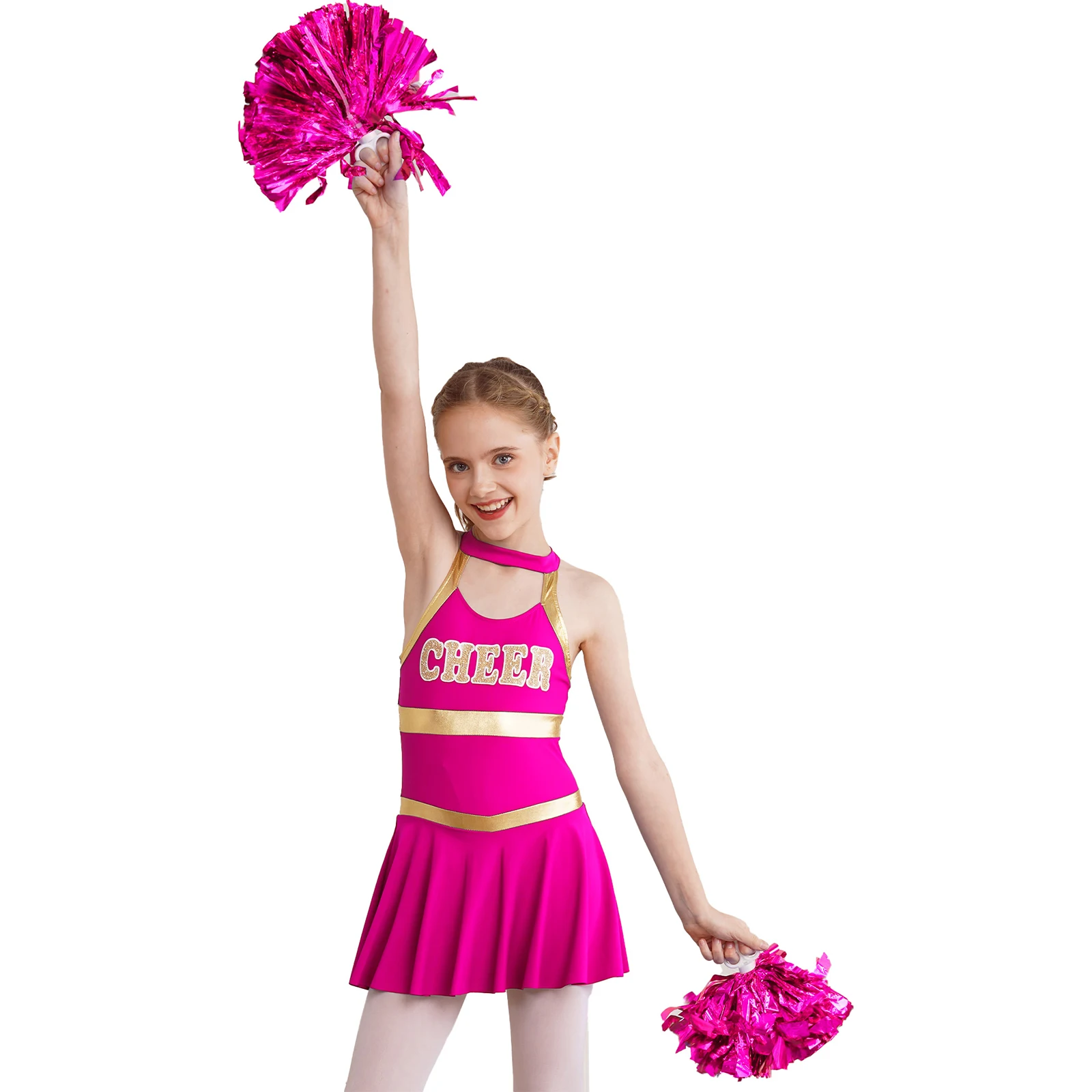 Kids Cheerleading Costume for Girls Cheerleader Uniforms Sets Sleeveless Letters Printed Cheer Dance Dress Cheerlead Costumes