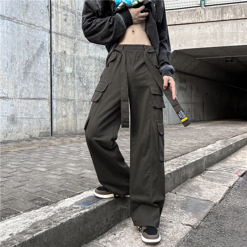 LAPPSTER-Youth Baggy Cargo Pants Y2k Men Harajuku Fashion Joggers Stacked Pants Wide Leg Vintage Casual Streetwear Sweatpants