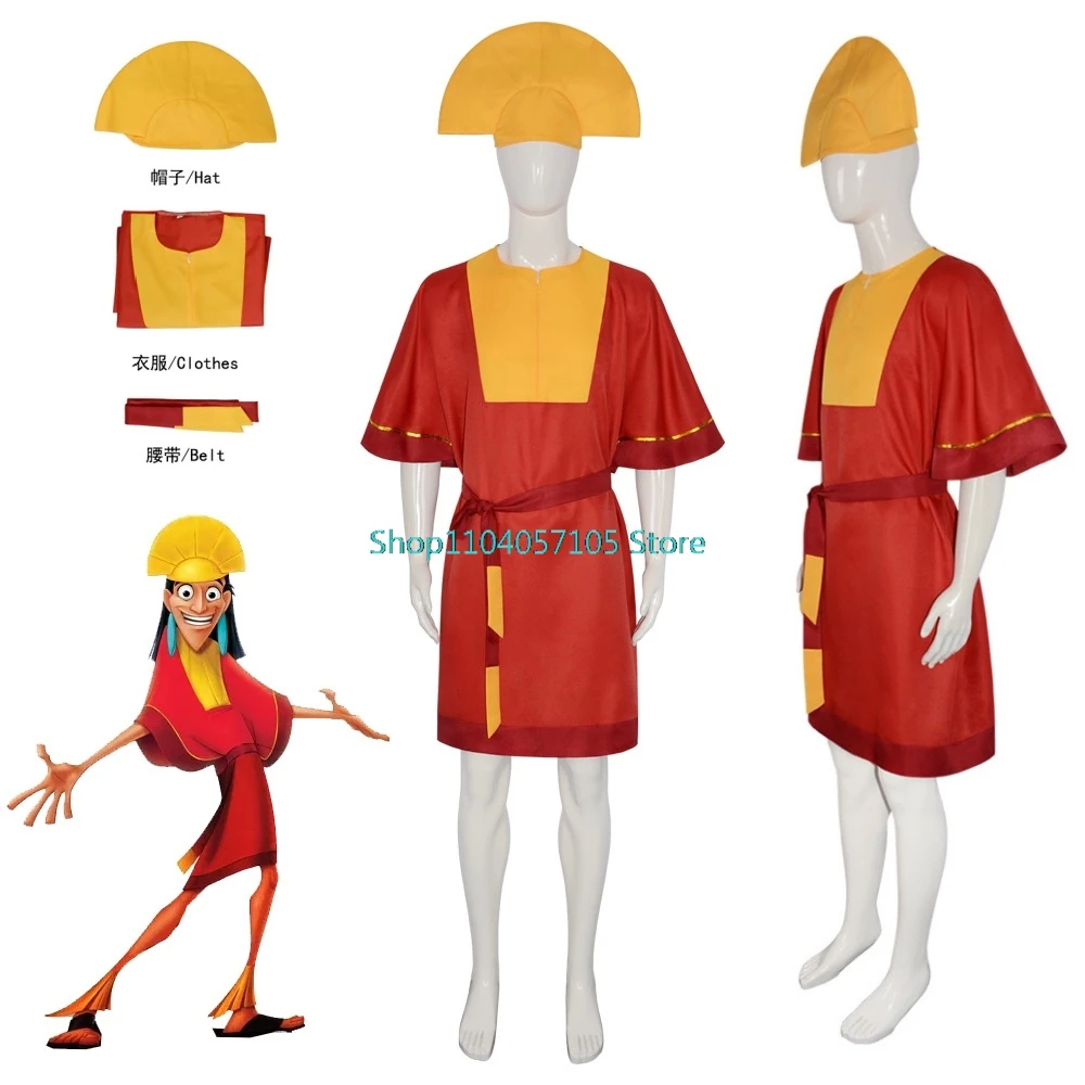 Anime Kuzco Cosplay Costume King Costume Outfits with Hat Adult Men Halloween Carnival Party Suit King Costume Uniform