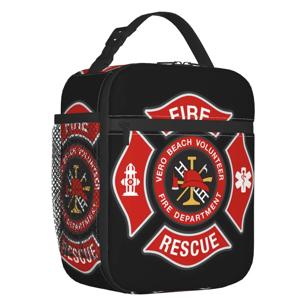 Fire Rescue Firefighter Insulated Lunch Bags for School Office Waterproof Cooler Thermal Bento Box Women Children