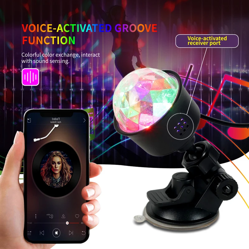 2PCS USB Sound Music Rhythm Magic Stage Effect Projection Lamp Led Party Disco DJ Stage Light For Car Atmosphere Light