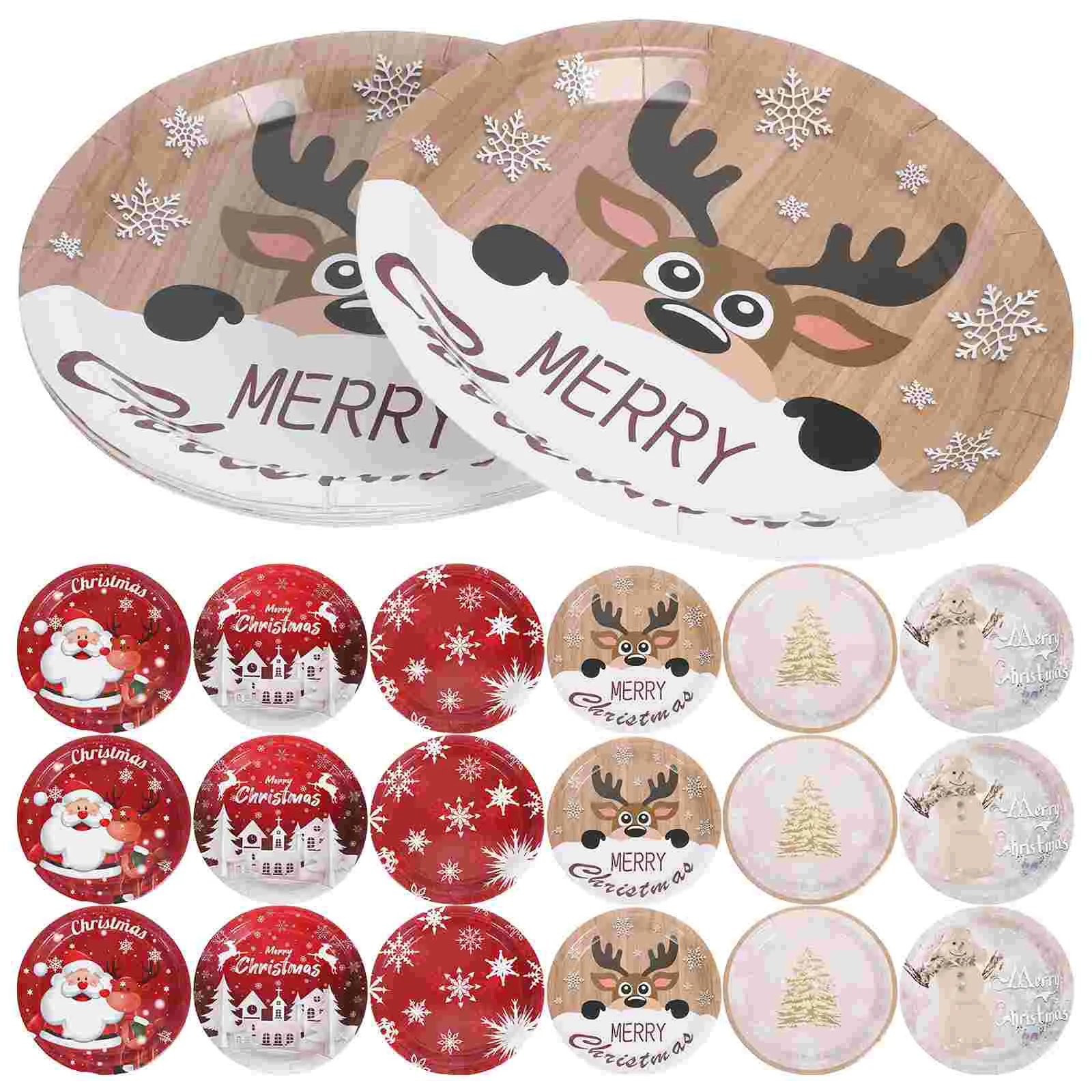 

60 Pcs Christmas Party Plates Santa Ornaments for Tree Gingerbread Tableware Xmas Dessert Paper Red Dinner