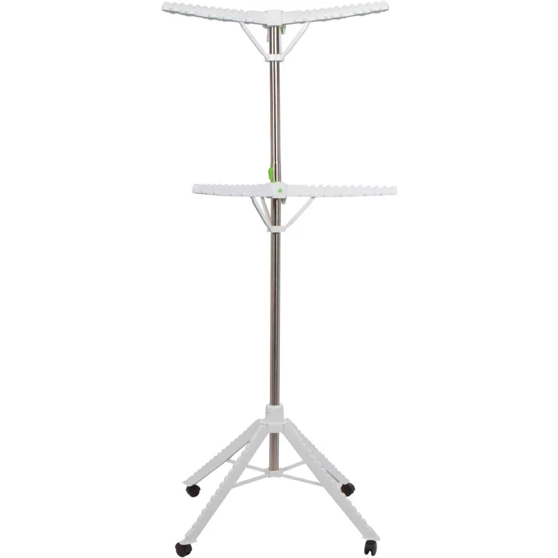 Extra Capacity Garment & Clothes Drying Rack, Adjustable-Height, 120 Pieces of Clothes, Stainless Steel, 4 Caster Wheels