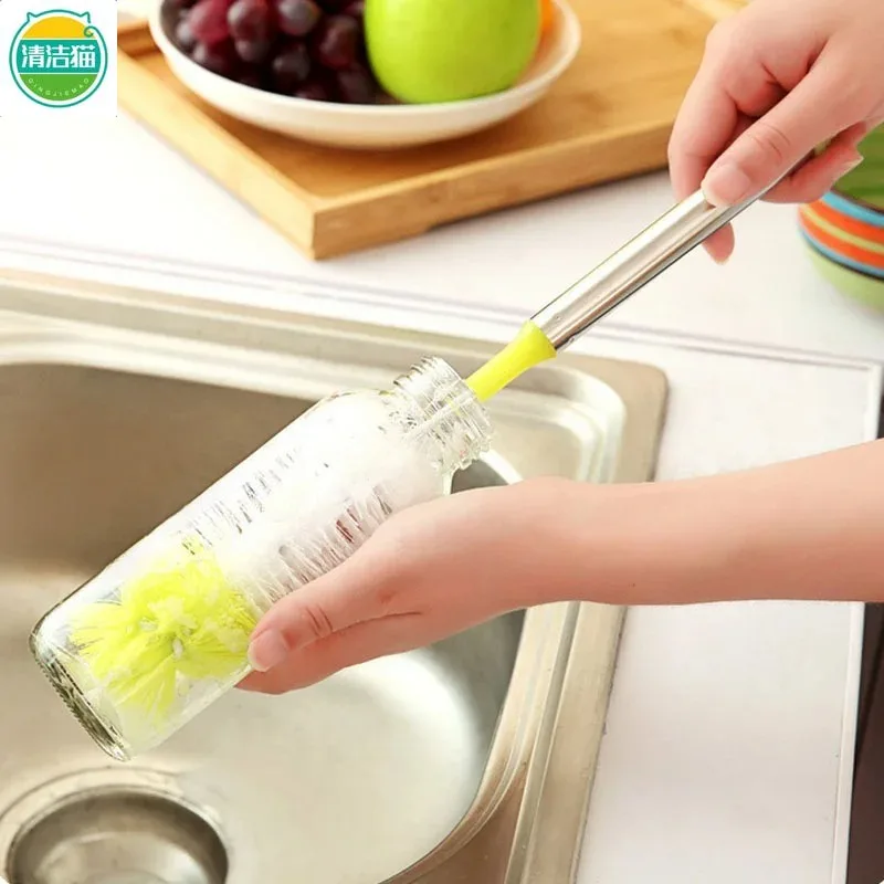 Long Handle 32CM Bottle Brush Durable Nylon Bristles Cleaning Tool for Water Bottles Cups Mugs Kitchen Drinkware