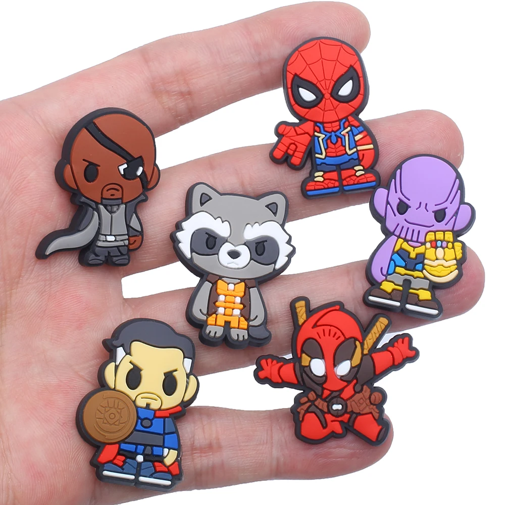 5-28pcs/set Marvel superhero Iron Man Spider-Man Series ​for Shoe Charms Accessories for Classic Clog Shoe Decoration Kids Gifts image 4