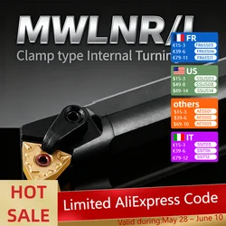 1pc S16Q-MWLNR08 S20R-MWLNR08 S25S-MWLNR08 Internal Turning Tool Holder WNMG Carbide Inserts Lathe Bar CNC Cutting Tools Set