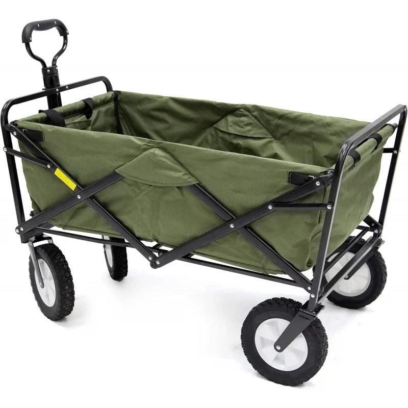 Folding Steel Frame Garden Utility Wagon Cart, Green (Parts)