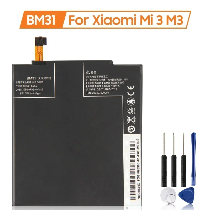 

Production Date 2024 Replacement Battery BM31 For Xiaomi Mi 3 M3 Mi3 Rechargeable Phone Batteries 3050mAh Long Lifespan