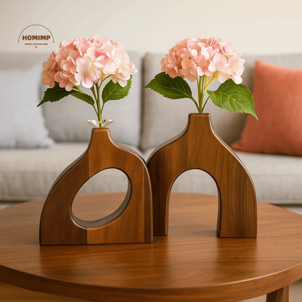 

Irregular Shape Wooden Vase Simple Style High-end Craftsmanship Flower Container Solid Wood Floral Arrangement Vase