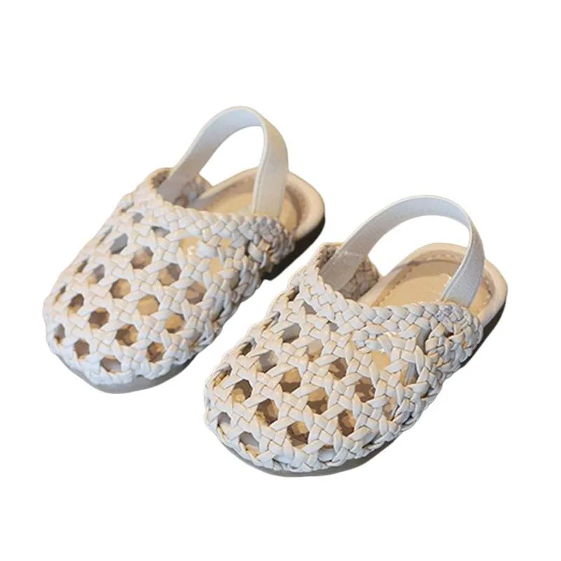 Girls' woven shoes for 1-2 years old, summer sandals for girls, baby princess soft soled walking shoes for children
