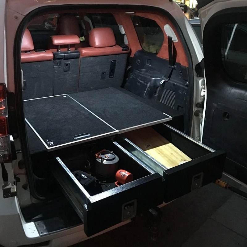 Best Back Custom Slide Out Large Space Rear Bed Storage Double Drawer System