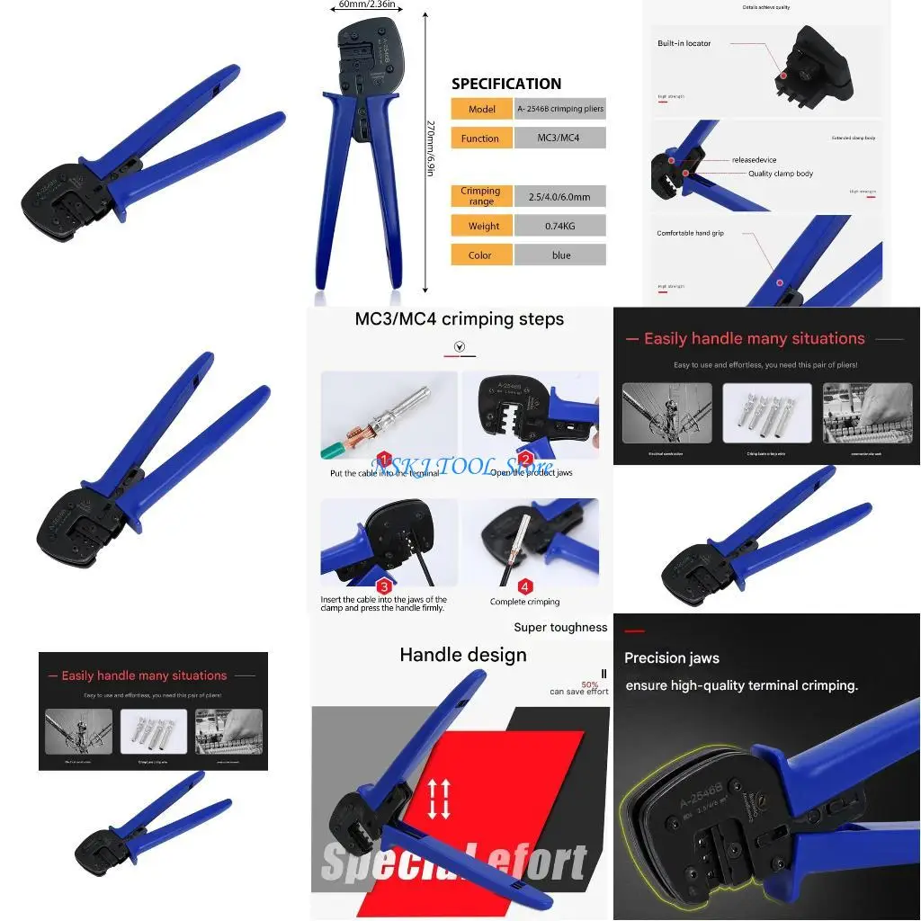 

L8RC Solar Cable Crimping Tool for IWS4 Solar Connectors, AWG14-10 2.5 to 6.0mm²