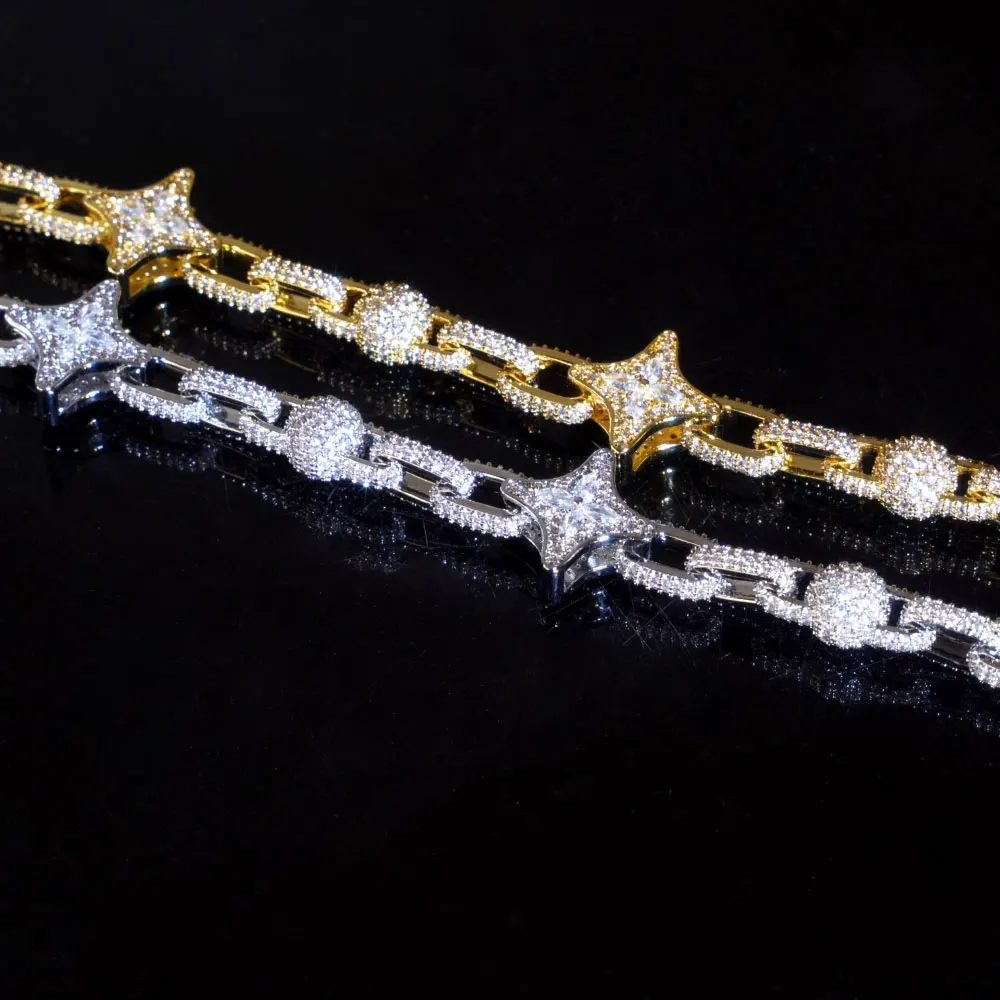 

HHIOK Iced Out Oval Cuban Link Necklace Shining Star Brass 5A CZ Fashion Personalized Men's and Women's Hip Hop Jewelry Bracelet