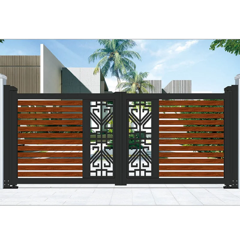custom.Automatic System Modern Aluminum Gate Design Retractable Sliding Gate Garden and Backyard