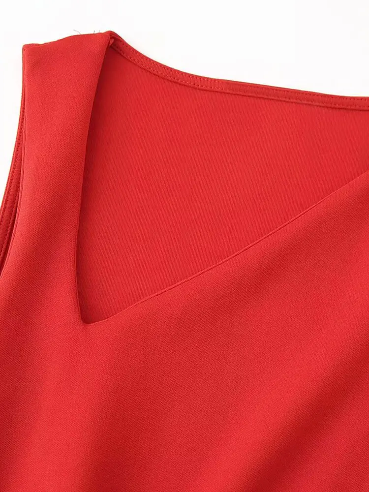 2025 Summer Women's Solid Mini Dress Fashion Pleated Decoration Dresses for Women Sleeveless Short Dress Elegant Dress