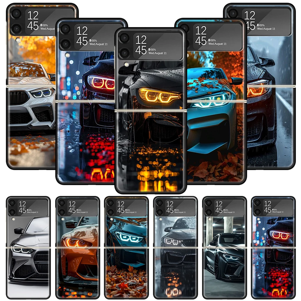 Black White Sport for B-BMW Phone Case For Samsung Galaxy Z Flip 6 5 4 3 5G Shockproof Cover Z Flip6 ZFlip5 Flip3 Flip4 Luxury S