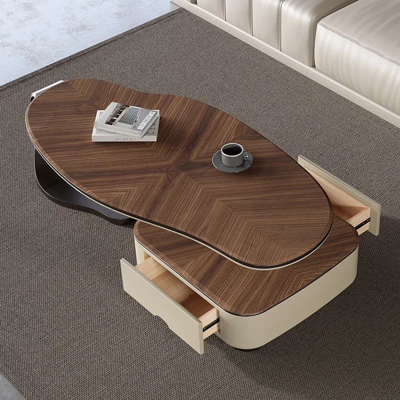 وابي ساندي ويند الجوز الخشب الصلب شقة صغيرة طاولة القهوة على شكل خاص غرفة المعيشة المنزلية طاولة القهوة المانجو