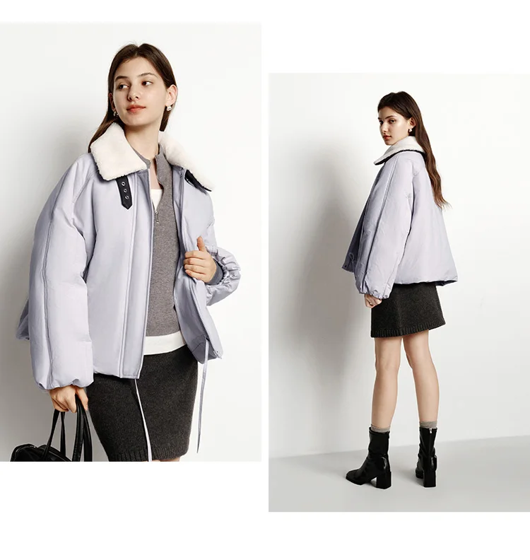 Semir Down Jacket Women Raglan Sleeve Removable Fur Collar 2026 New Winter Oversize Bud-Style Retro Outerwear Women's Clothing