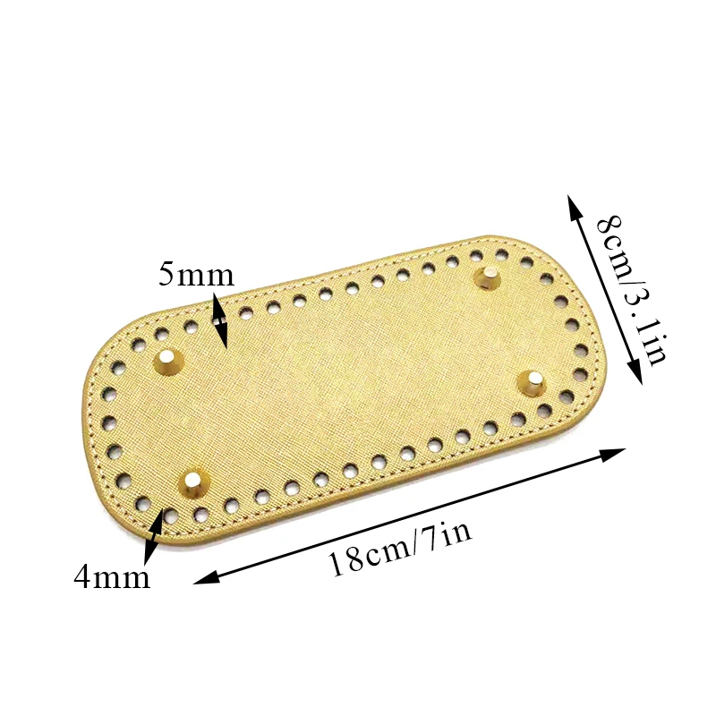 18×8CM PU Leather Oval Bag Bottom 4 Rivets Bag Bottom Strong Wear-Resistant Bag Accessories For Crochet Knitting Handbag Bottom