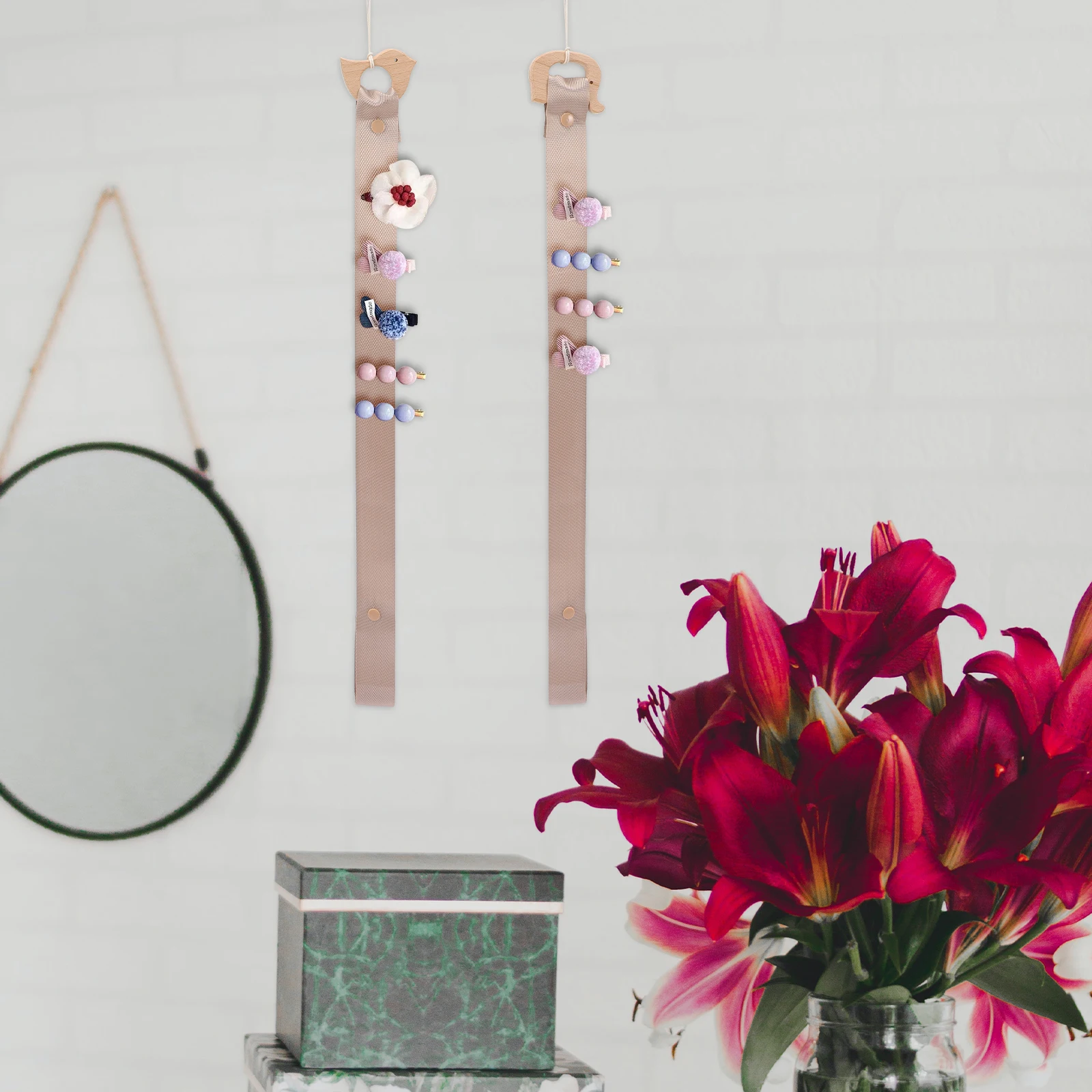 

2Pcs Charming Hair Clip Organizer With Animal Design Wall Holder For Stylish Room Decor